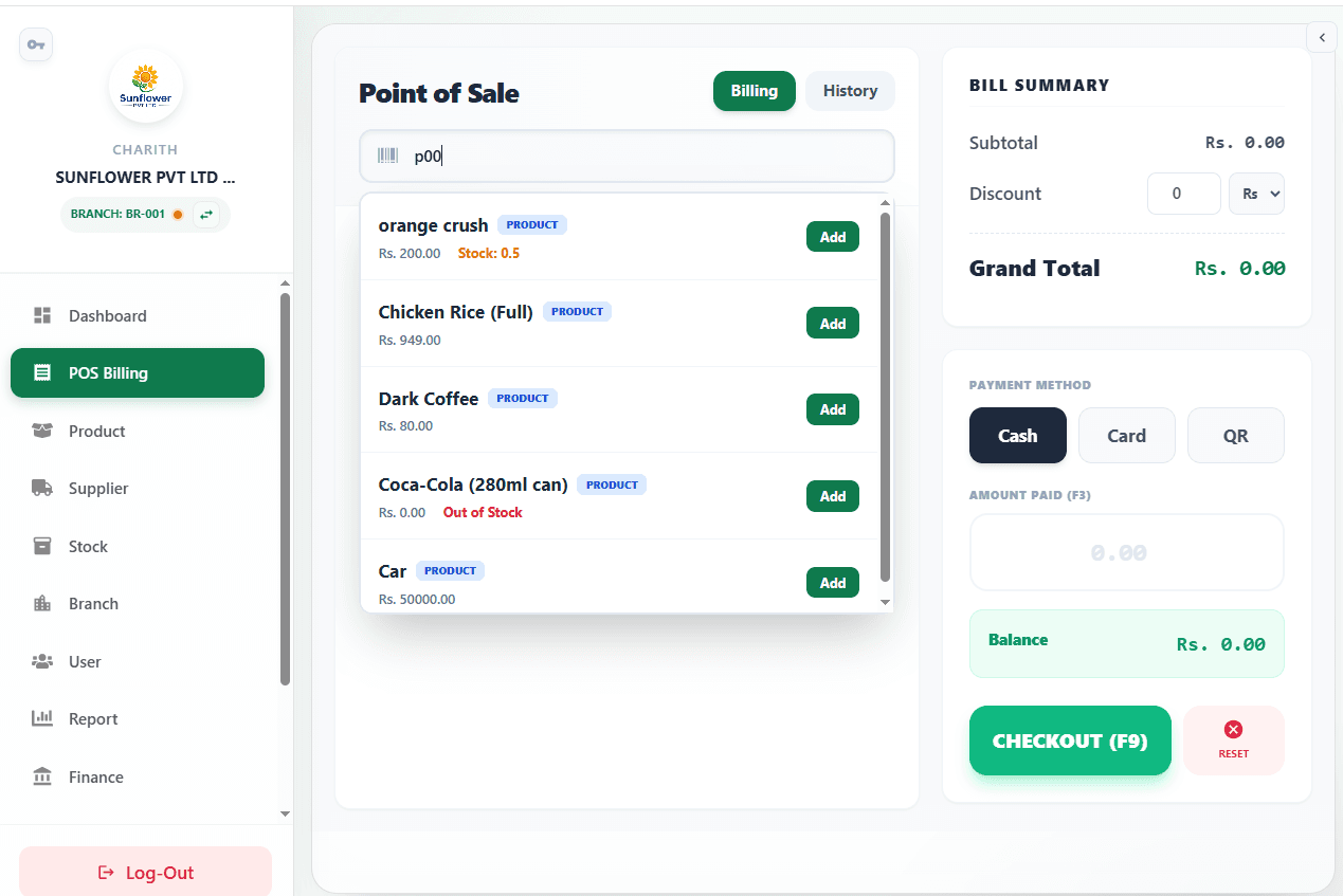 Mobile POS System sign in overview